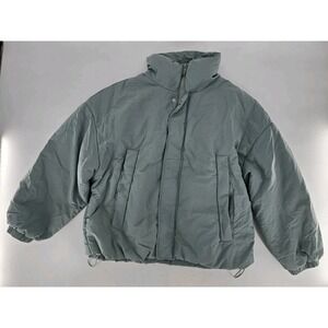 Boohoo Man Windbreaker Puffer Zip Up Mens Small‎ Turquoise Blue